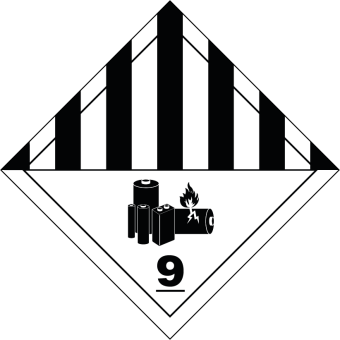 Selvklæbende Fareseddel i PP – Lithium Batterier (Klasse 9A) – 250 stk. - Faresedler