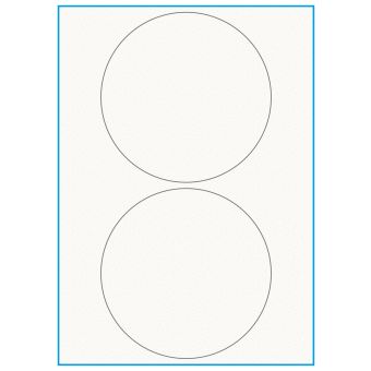 A4-Ø140, 2 etiketter/ark, 100% Recycled råhvid mat – permanent lim – Ø 140 mm – 75 ark - A4, A5 & A6 etiketter i ark