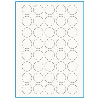 A4-Ø30, 40 etiketter/ark, 100% Recycled råhvid mat – permanent lim – Ø 30 mm – 75 ark - A4, A5 & A6 etiketter i ark