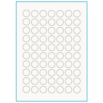 A4-Ø20, 70 etiketter/ark, 100% Recycled råhvid mat – permanent lim – Ø 20 mm – 75 ark - A4, A5 & A6 etiketter i ark