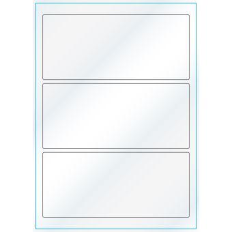 A4-3, 3 etiketter/ark, hvid gloss – permanent lim – 198,0 x 85,0 mm – 100 ark - A4, A5 & A6 etiketter i ark