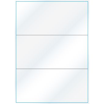 A4-3 slids, 3 etiketter/ark, hvid gloss – permanent lim – 210,0 x 98,4 mm – 100 ark - A-4 etiketter, hvid gloss