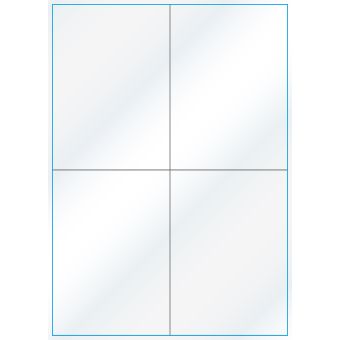 A4-4 slids, 4 etiketter/ark, hvid gloss – permanent lim – 105,0 x 147,6 mm – 100 ark - A-4 etiketter, hvid gloss