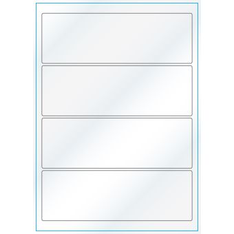 A4-4 smal, 4 etiketter/ark, hvid gloss – permanent lim – 195,0 x 65,0 mm – 100 ark - A-4 etiketter, hvid gloss