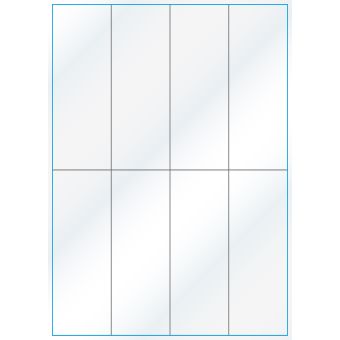 A4-8-smal slids, 8 etiketter/ark, hvid gloss – permanent lim – 52,5 x 147,6 mm – 100 ark - A-4 etiketter, hvid gloss