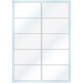 A4-10, 10 etiketter/ark, hvid gloss – permanent lim – 99,1 x 57,0 mm – 100 ark - A-4 etiketter, hvid gloss