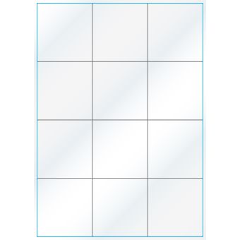 A4-12 slids, 12 etiketter/ark, hvid gloss – permanent lim – 70,0 x 73,8 mm – 100 ark - A-4 etiketter, hvid gloss