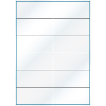 A4-12-smal slids, 12 etiketter/ark, hvid gloss – permanent lim – 105,0 x 49,2 mm – 100 ark - A-4 etiketter, hvid gloss