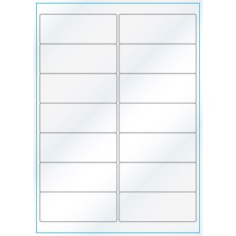 A4-14, 14 etiketter/ark, hvid gloss – permanent lim – 99,1 x 38,1 mm – 100 ark - A-4 etiketter, hvid gloss