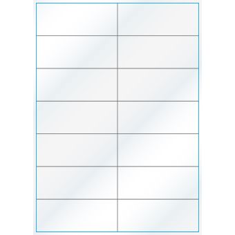 A4-14 slids, 14 etiketter/ark, hvid gloss – permanent lim – 105,0 x 42,2 mm – 100 ark - A-4 etiketter, hvid gloss