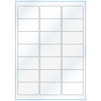 A4-21, 21 etiketter/ark, hvid gloss – permanent lim – 63,5 x 38,1 mm – 100 ark - A-4 etiketter, hvid gloss