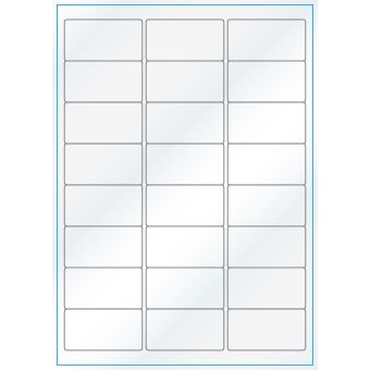 A4-24, 24 etiketter/ark, hvid gloss – permanent lim – 64,0 x 33,9 mm – 100 ark - A-4 etiketter, hvid gloss