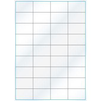 A4-36 slids, 36 etiketter/ark, hvid gloss – permanent lim – 52,5 x 32,8 mm – 100 ark - A-4 etiketter, hvid gloss