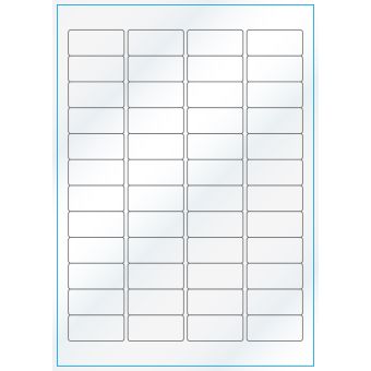 A4-48, 48 etiketter/ark, hvid gloss – permanent lim – 45,7 x 21,2 mm – 100 ark - A-4 etiketter, hvid gloss