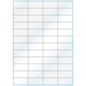 A4-48 slids, 48 etiketter/ark, hvid gloss – permanent lim – 52,5 x 24,6 mm – 100 ark - A-4 etiketter, hvid gloss