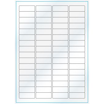 A4-64, 64 etiketter/ark, hvid gloss – permanent lim – 45,7 x 16,9 mm – 100 ark - A-4 etiketter, hvid gloss