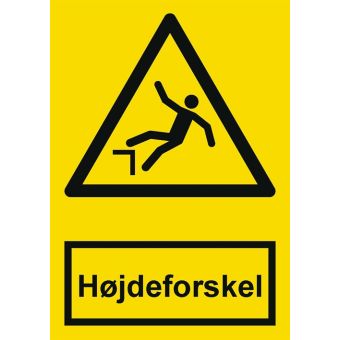 Selvklæbende Advarselsskilt – Højdeforskel (ISO 7010 W008) - Sikkerhedsskilte