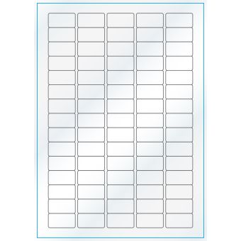 A4-75, 75 etiketter/ark, hvid gloss – permanent lim – 34,0 x 18,0 mm – 100 ark - A-4 etiketter, hvid gloss