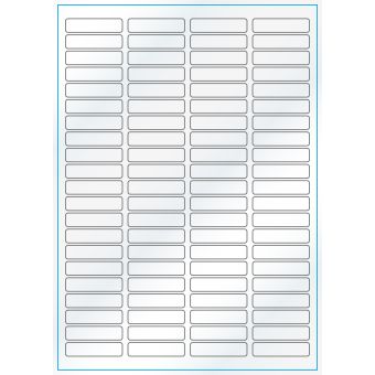 A4-84, 84 etiketter/ark, hvid gloss – permanent lim – 46,0 x 11,1 mm – 100 ark - A-4 etiketter, hvid gloss