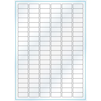 A4-120, 120 etiketter/ark, hvid gloss – permanent lim – 30,0 x 14,0 mm – 100 ark - A-4 etiketter, hvid gloss