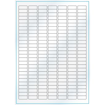 A4-189, 189 etiketter/ark, hvid gloss – permanent lim – 25,4 x 10,0 mm – 100 ark - A-4 etiketter, hvid gloss