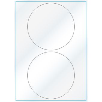 A4-Ø140, 2 etiketter/ark, hvid gloss – permanent lim – Ø 140,0 mm – 100 ark - A-4 etiketter, hvid gloss