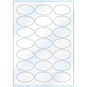 A4-21 ovale, 21 etiketter/ark, hvid gloss – permanent lim – 60,0 x 35,0 mm – 100 ark - A-4 etiketter, hvid gloss