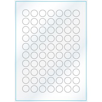 A4-Ø20, 70 etiketter/ark, hvid gloss – permanent lim – Ø 20,0 mm – 100 ark - A-4 etiketter, hvid gloss