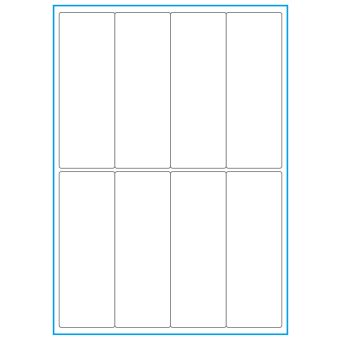 A4-8 smal, 8 etiketter/ark, hvid mat heavy duty – permanent lim – 50,0 x 140,0 mm – 50 ark - Etiketter i A4 ark