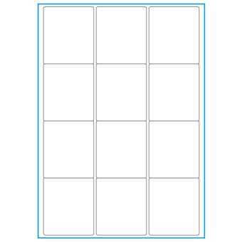 A4-12, 12 etiketter/ark, hvid mat heavy duty – permanent lim – 63,5 x 72,0 mm – 50 ark - Etiketter i A4 ark