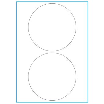 A4-Ø140, 2 etiketter/ark, hvid mat heavy duty – permanent lim – Ø 140,0 mm – 50 ark - A-4 etiketter, heavy duty