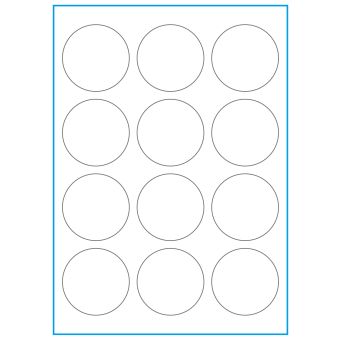 A4-Ø60, 12 etiketter/ark, hvid mat heavy duty – permanent lim – Ø 60,0 mm – 50 ark - A-4 etiketter, heavy duty