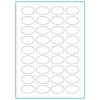 A4-36 ovale, 36 etiketter/ark, hvid mat heavy duty – permanent lim – 40,0 x 25,0 mm – 50 ark - A-4 etiketter, heavy duty