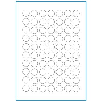A4-Ø20, 70 etiketter/ark, hvid mat heavy duty – permanent lim – Ø 20,0 mm – 50 ark - A-4 etiketter, heavy duty