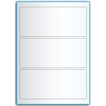 A4-3, 3 etiketter/ark, transparent – permanent lim – 198,0 x 85,0 mm – 50 ark - A4, A5 & A6 etiketter i ark