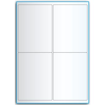 A4-4, 4 etiketter/ark, transparent – permanent lim – 99,1 x 139,0 mm – 50 ark - A4, A5 & A6 etiketter i ark