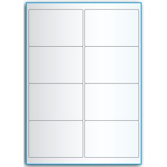 A4-8, 8 etiketter/ark, transparent – permanent lim – 99,1 x 67,7 mm – 50 ark - Etiketter i A4 ark