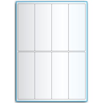 A4-8 smal, 8 etiketter/ark, transparent – permanent lim – 50,0 x 140,0 mm – 50 ark - Etiketter i A4 ark