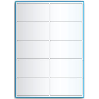 A4-10, 10 etiketter/ark, transparent – permanent lim – 99,1 x 57,0 mm – 50 ark - Etiketter i A4 ark