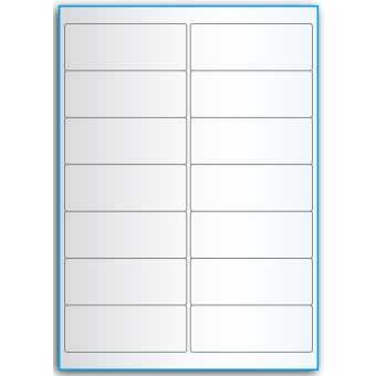 A4-14, 14 etiketter/ark, transparent – permanent lim – 99,1 x 38,1 mm – 50 ark - A-4 etiketter, transparente etiketter