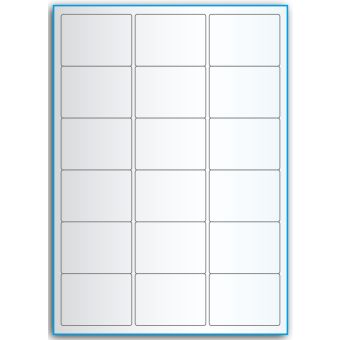 A4-18, 18 etiketter/ark, transparent – permanent lim – 63,5 x 46,6 mm – 50 ark - A-4 etiketter, transparente etiketter