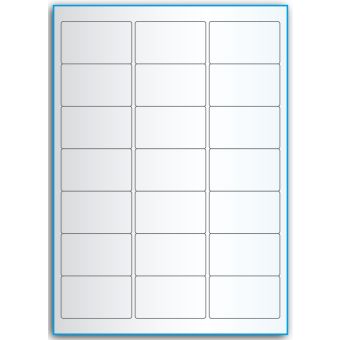 A4-21, 21 etiketter/ark, transparent – permanent lim – 63,5 x 38,1 mm – 50 ark - A-4 etiketter, transparente etiketter