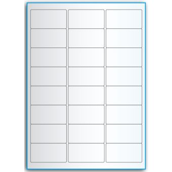 A4-24, 24 etiketter/ark, transparent – permanent lim – 64,0 x 33,9 mm – 50 ark - A-4 etiketter, transparente etiketter