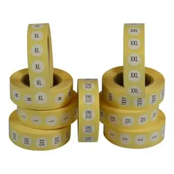 Størrelsesmærker, en rulle af hver, ialt 9000 stk. - Diverse