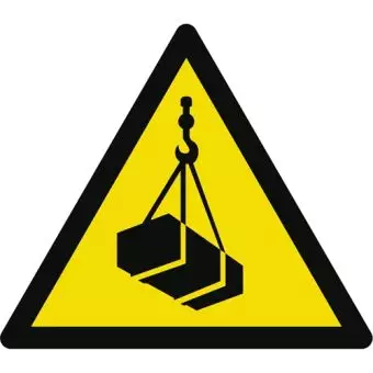 Advarselslabel der signalerer kran i arbejde, ISO 7010 W015 - Fortrykte labels