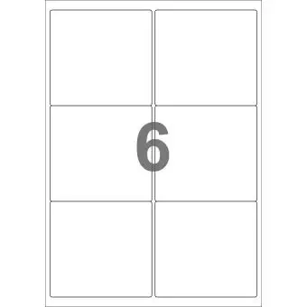 A4-6, 6 Udstansede etiketter/ark, 99,1 x 93,1 mm, hvid mat, 100 ark - A4, A5 & A6 etiketter i ark
