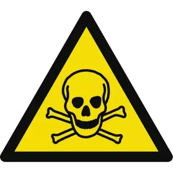 Advarselslabel der signalerer giftige stoffer, ISO 7010 W016 - Fortrykte labels