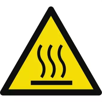 Advarselslabel der signalerer varm overflade, ISO 7010 W017 - Fortrykte labels