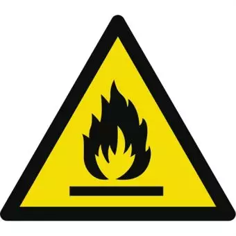 Advarselslabel der signalerer brandbart materiale, ISO 7010 W021 - Sikkerhedsskilte