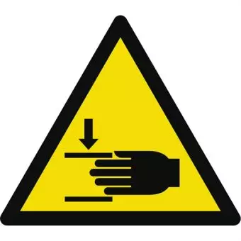 Advarselslabel der signalerer fare for kvæstelse af hånd, ISO 7010 W024 - Sikkerhedsskilte